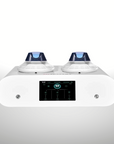 Desktop portable EMSculpting Machine, White and blue color, with two treatment handles